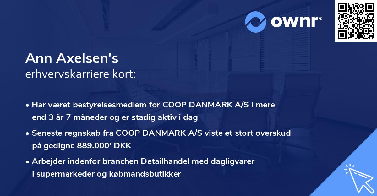 Ann Axelsen's erhvervskarriere kort