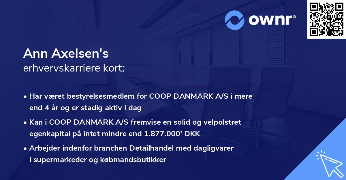 Ann Axelsen's erhvervskarriere kort