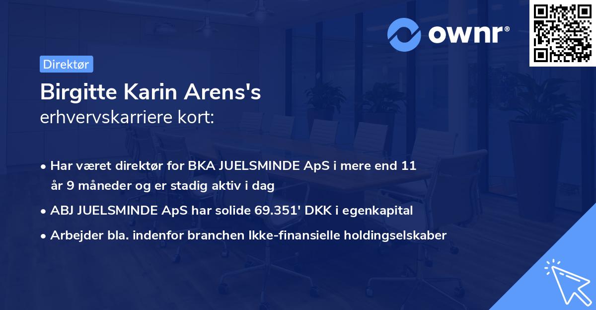Birgitte Karin Arens's erhvervskarriere kort