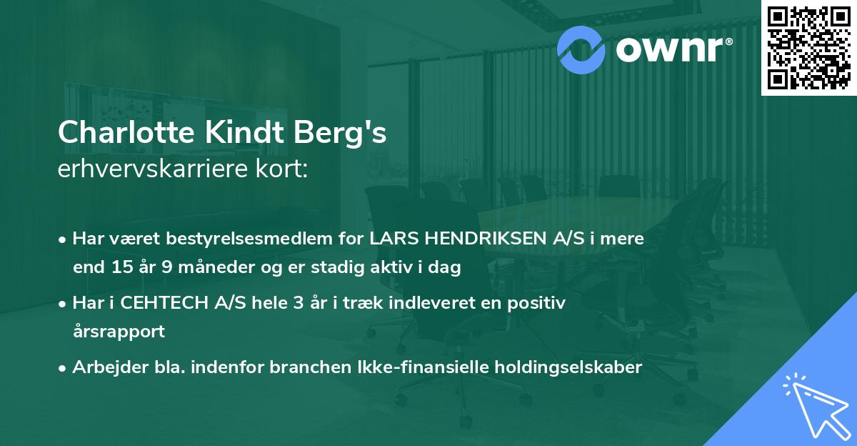 Charlotte Kindt Berg's erhvervskarriere kort