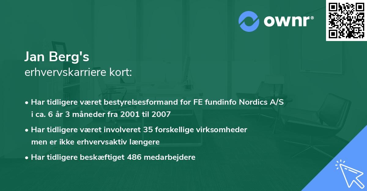 Jan Berg's erhvervskarriere kort
