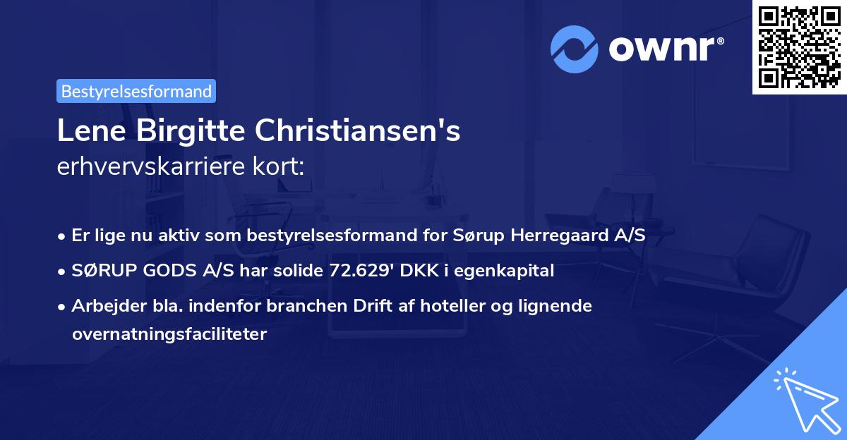 Lene Birgitte Christiansen's erhvervskarriere kort