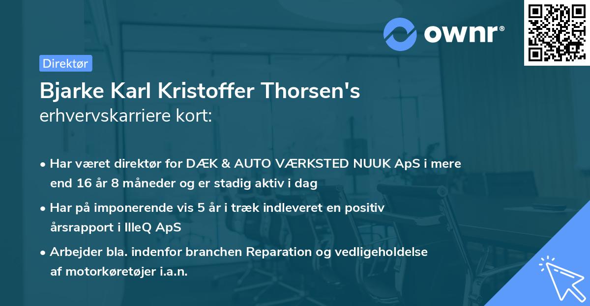 Bjarke Karl Kristoffer Thorsen's erhvervskarriere kort