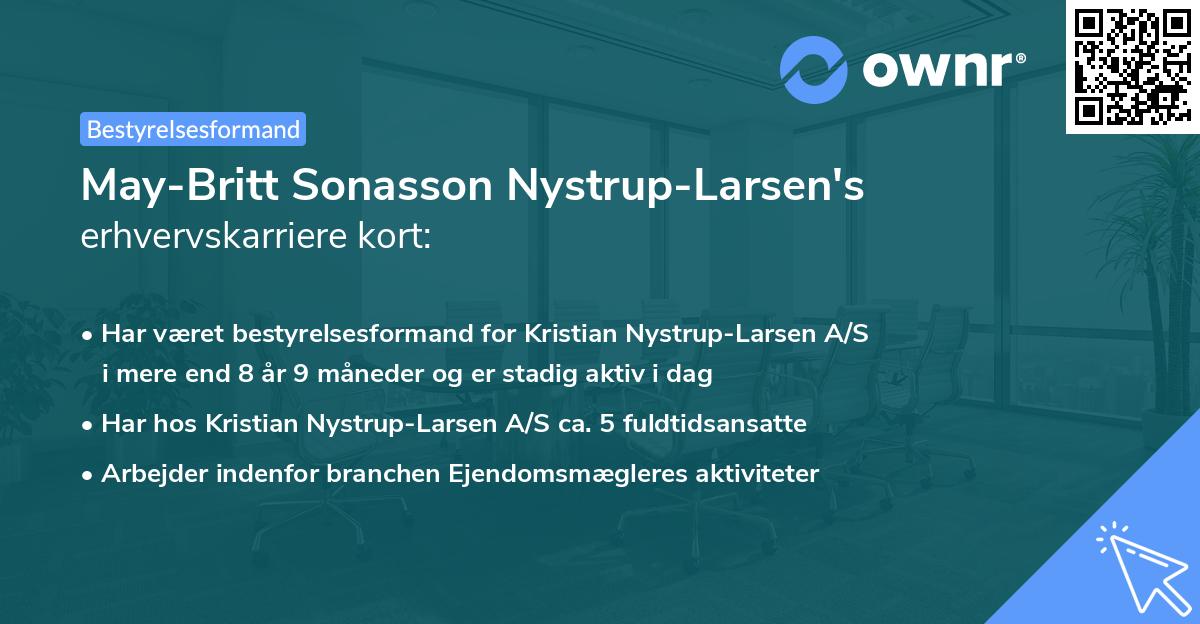 May-Britt Sonasson Nystrup-Larsen's erhvervskarriere kort