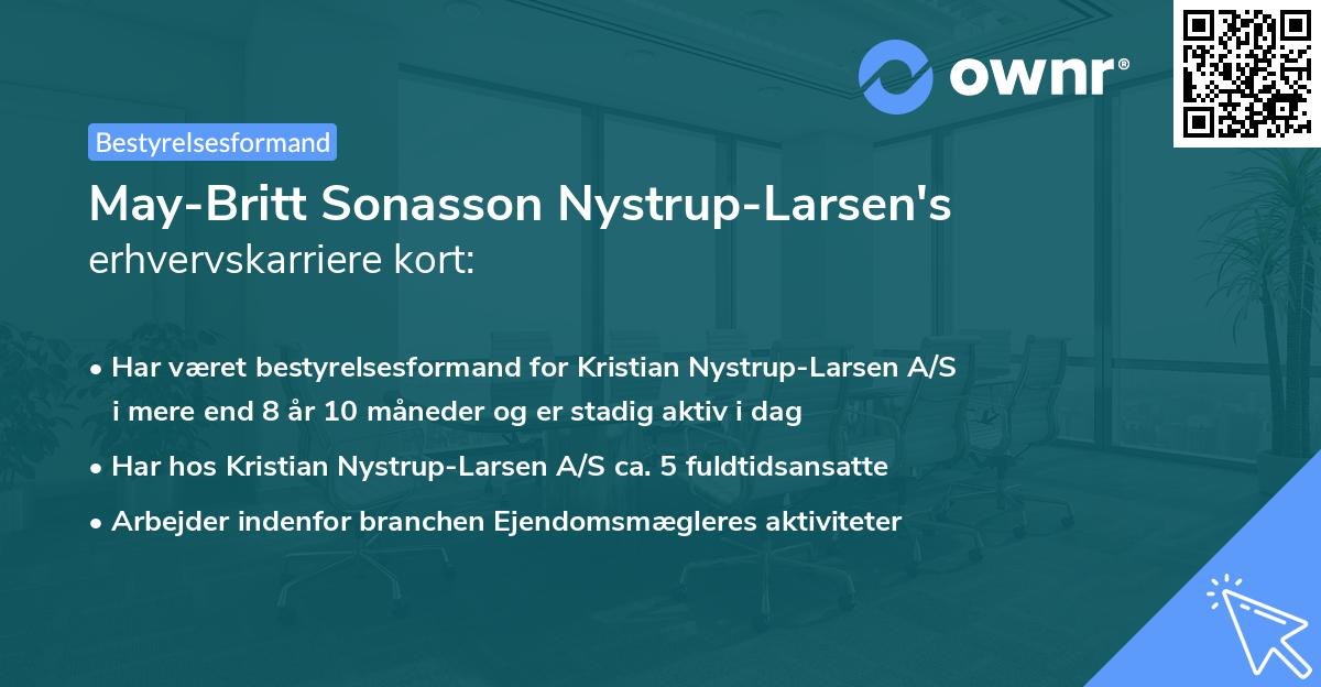 May-Britt Sonasson Nystrup-Larsen's erhvervskarriere kort