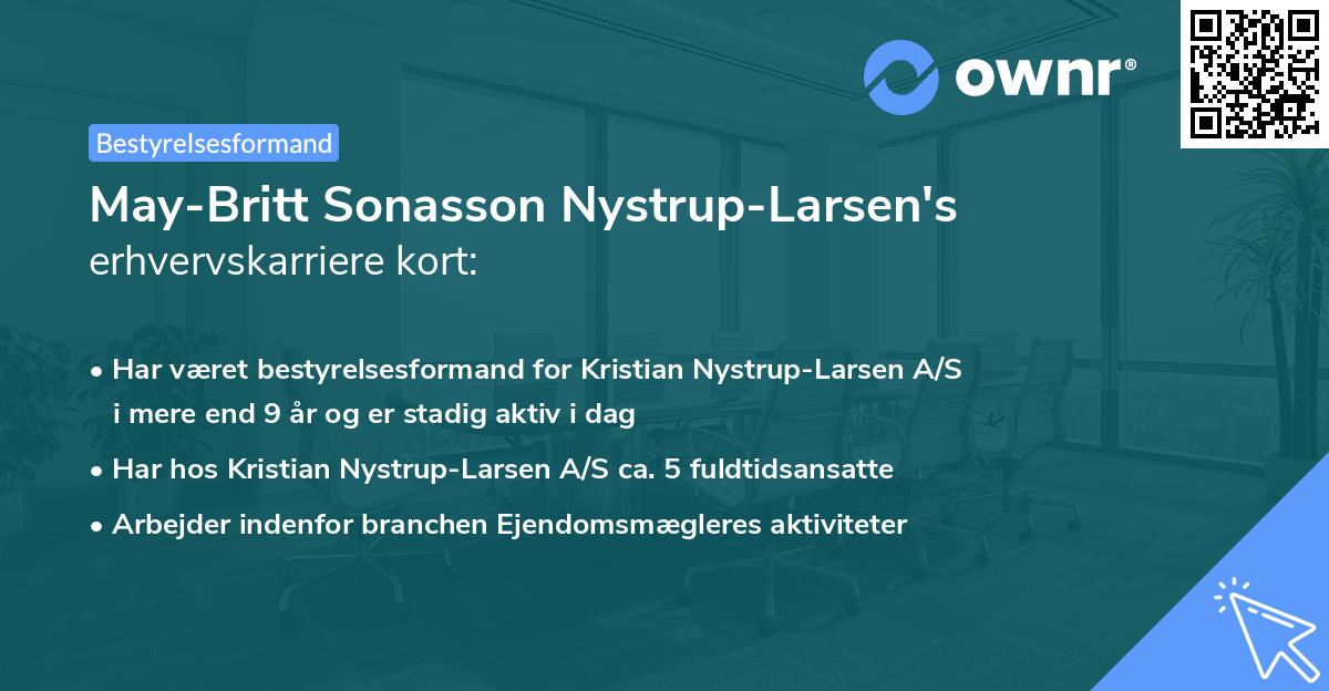May-Britt Sonasson Nystrup-Larsen's erhvervskarriere kort