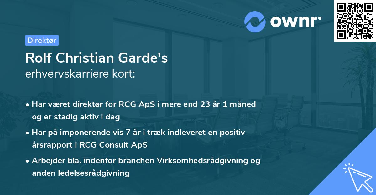 Rolf Christian Garde's erhvervskarriere kort