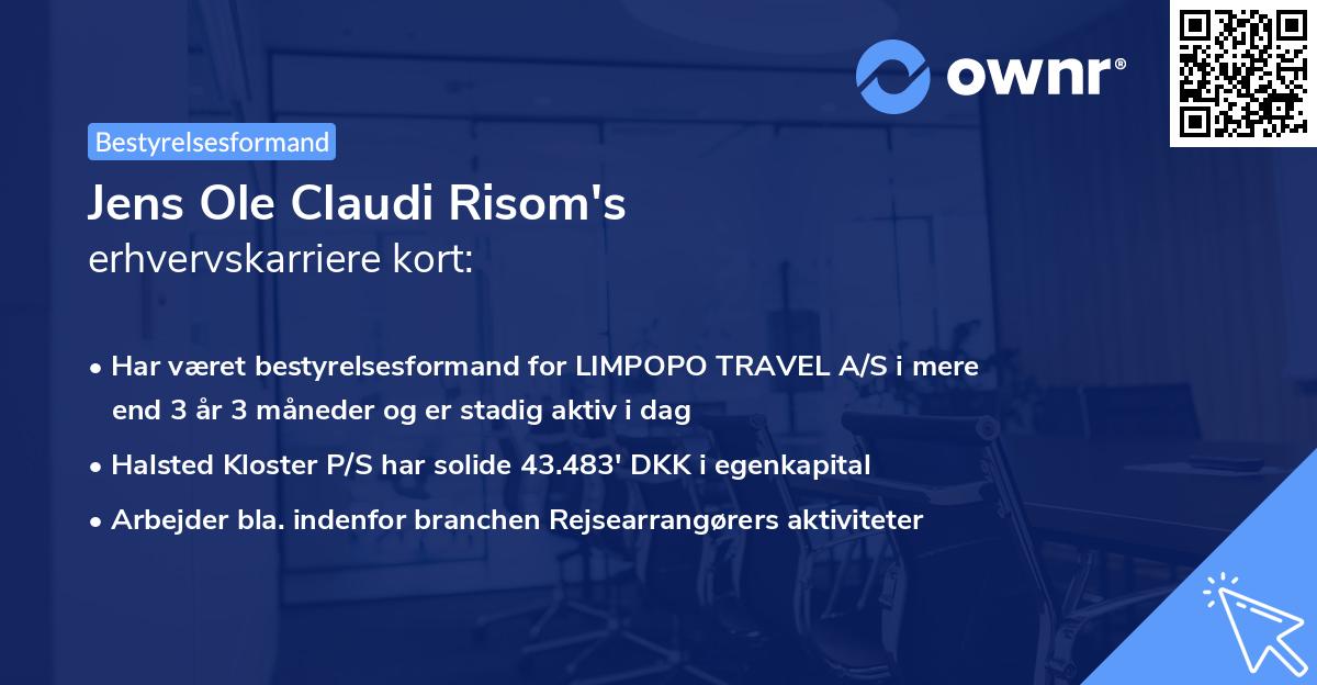 Jens Ole Claudi Risom's erhvervskarriere kort