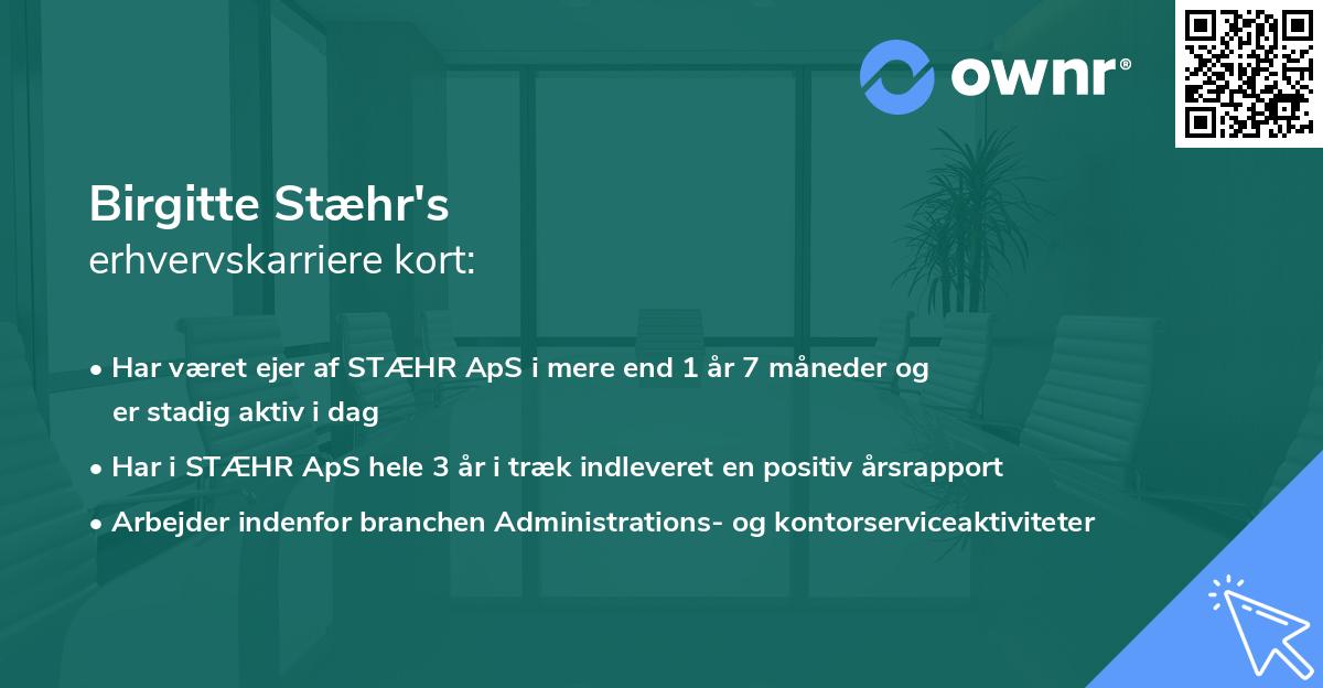 Birgitte Stæhr's erhvervskarriere kort