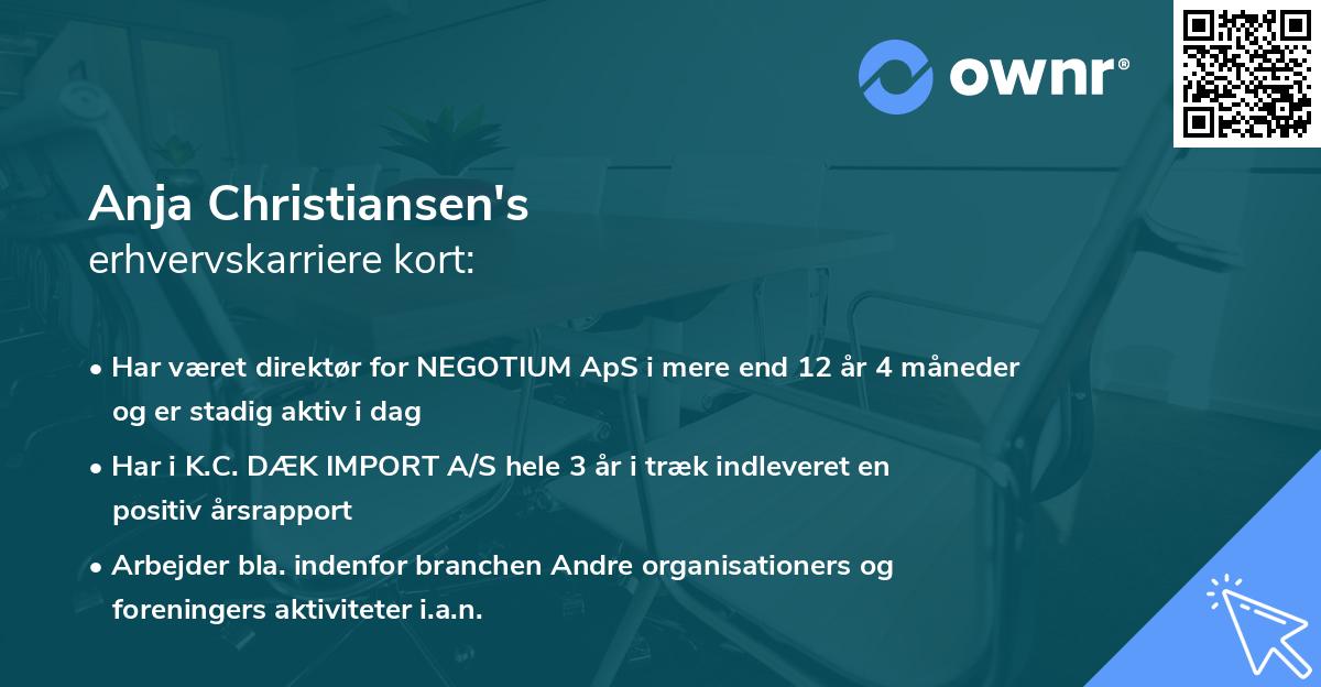 Anja Christiansen's erhvervskarriere kort