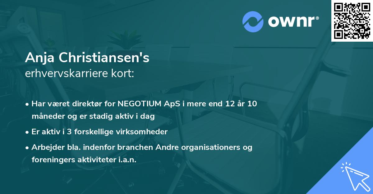 Anja Christiansen's erhvervskarriere kort