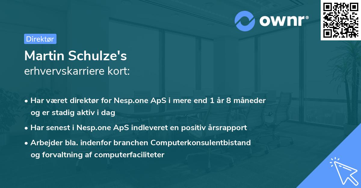 Martin Schulze's erhvervskarriere kort