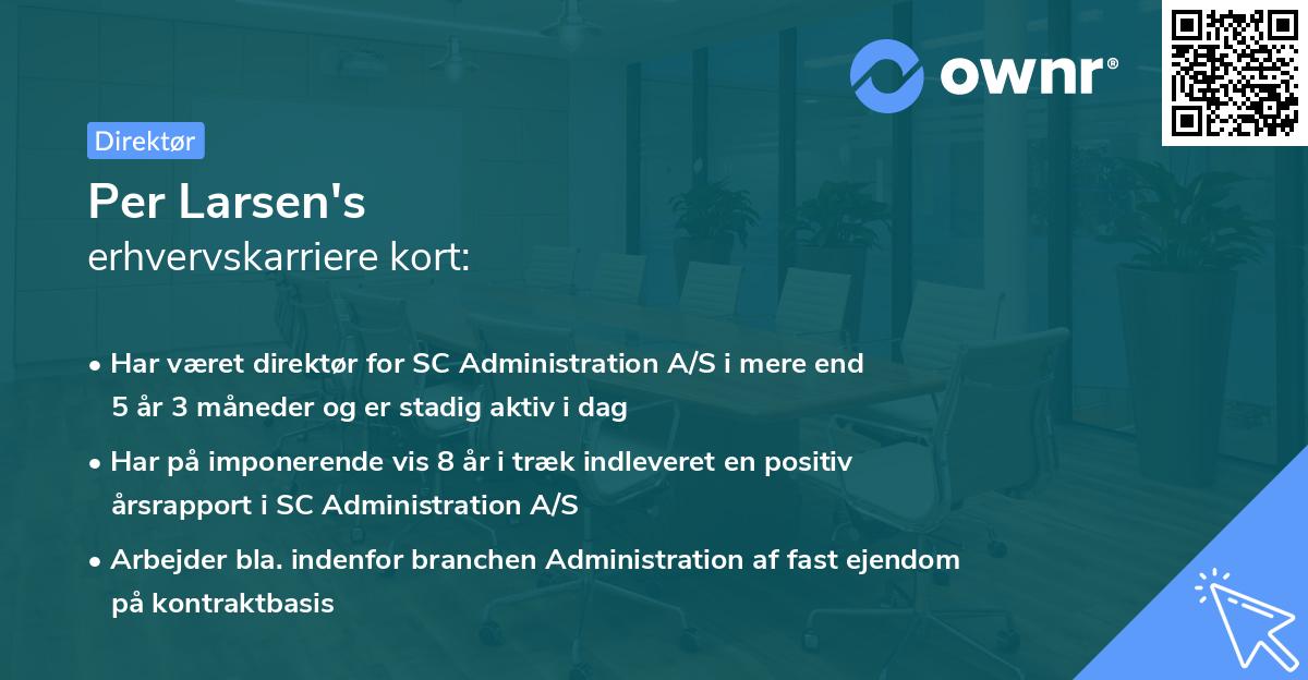 Per Larsen's erhvervskarriere kort