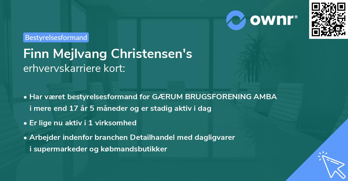 Finn Mejlvang Christensen's erhvervskarriere kort