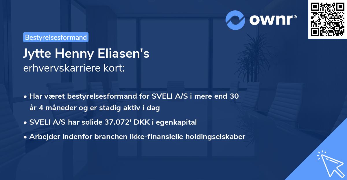 Jytte Henny Eliasen's erhvervskarriere kort