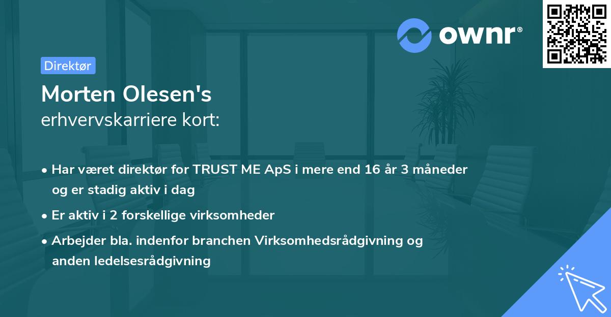 Morten Olesen's erhvervskarriere kort