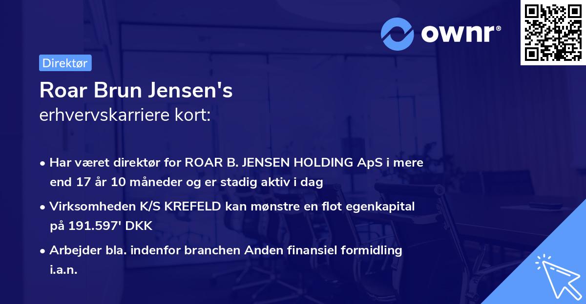 Roar Brun Jensen's erhvervskarriere kort