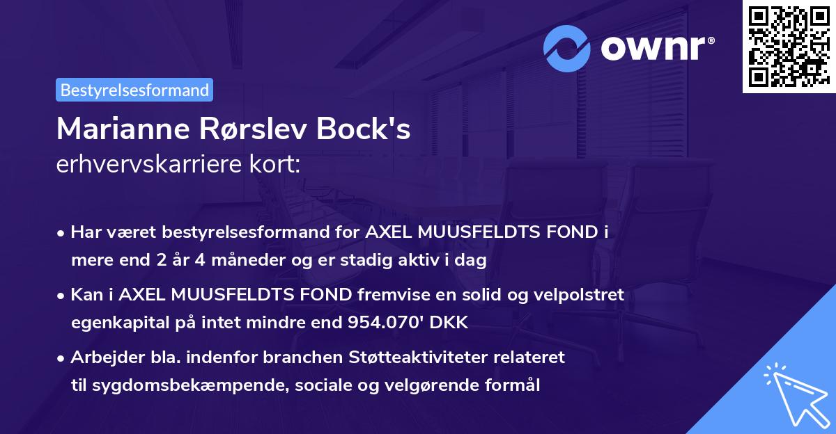 Marianne Rørslev Bock's erhvervskarriere kort