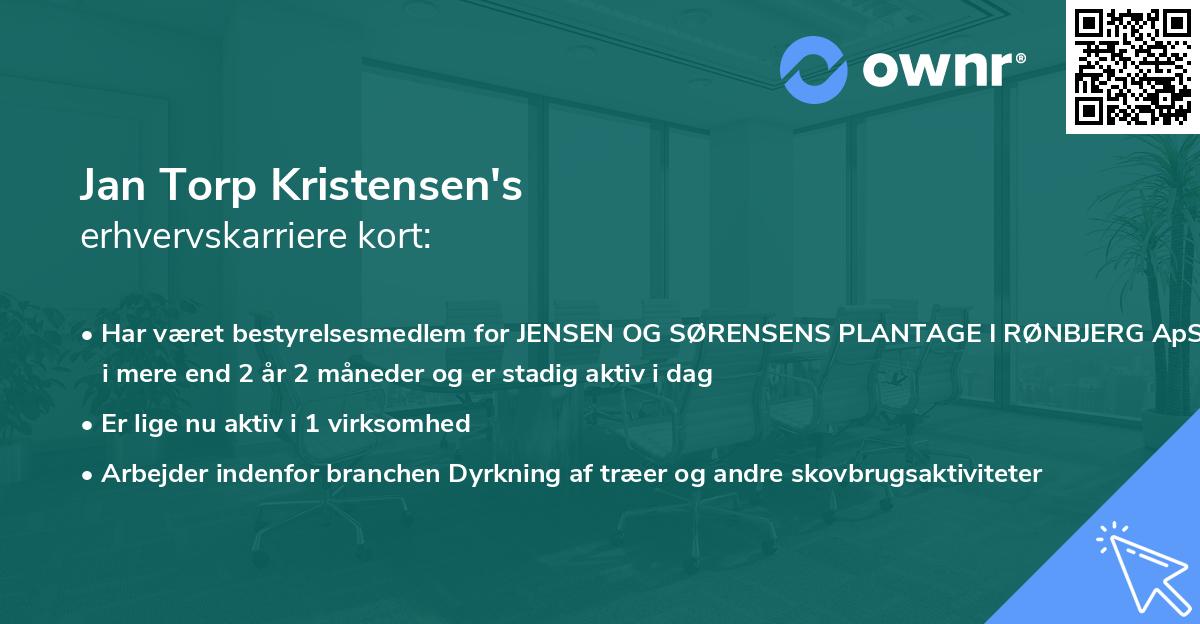 Jan Torp Kristensen's erhvervskarriere kort