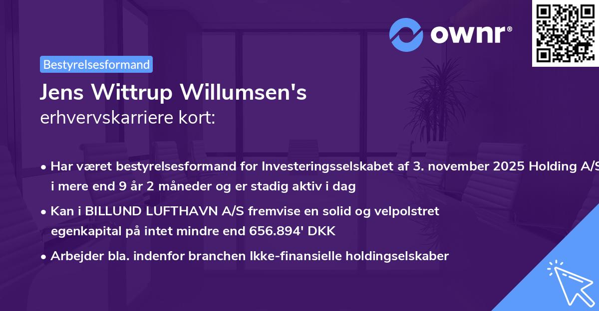 Jens Wittrup Willumsen's erhvervskarriere kort