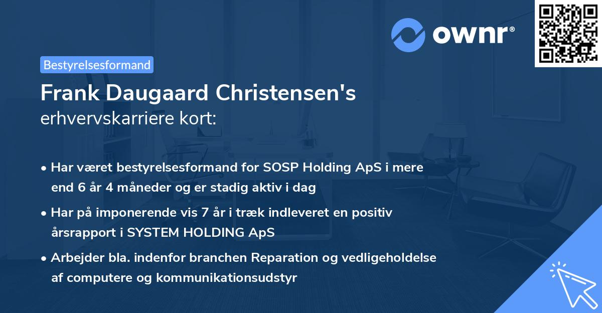 Frank Daugaard Christensen's erhvervskarriere kort