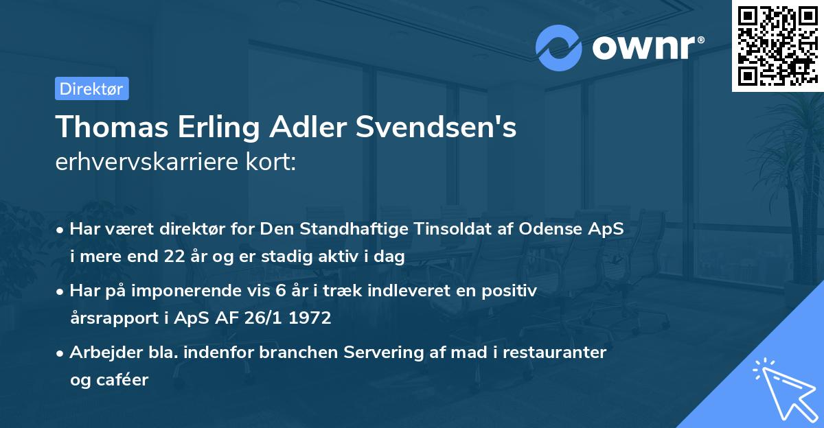 Thomas Erling Adler Svendsen's erhvervskarriere kort