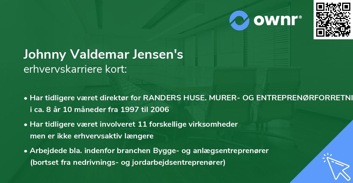 Johnny Valdemar Jensen's erhvervskarriere kort