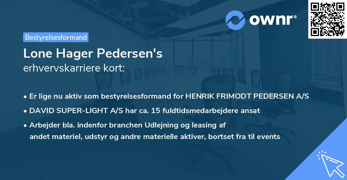 Lone Hager Pedersen's erhvervskarriere kort