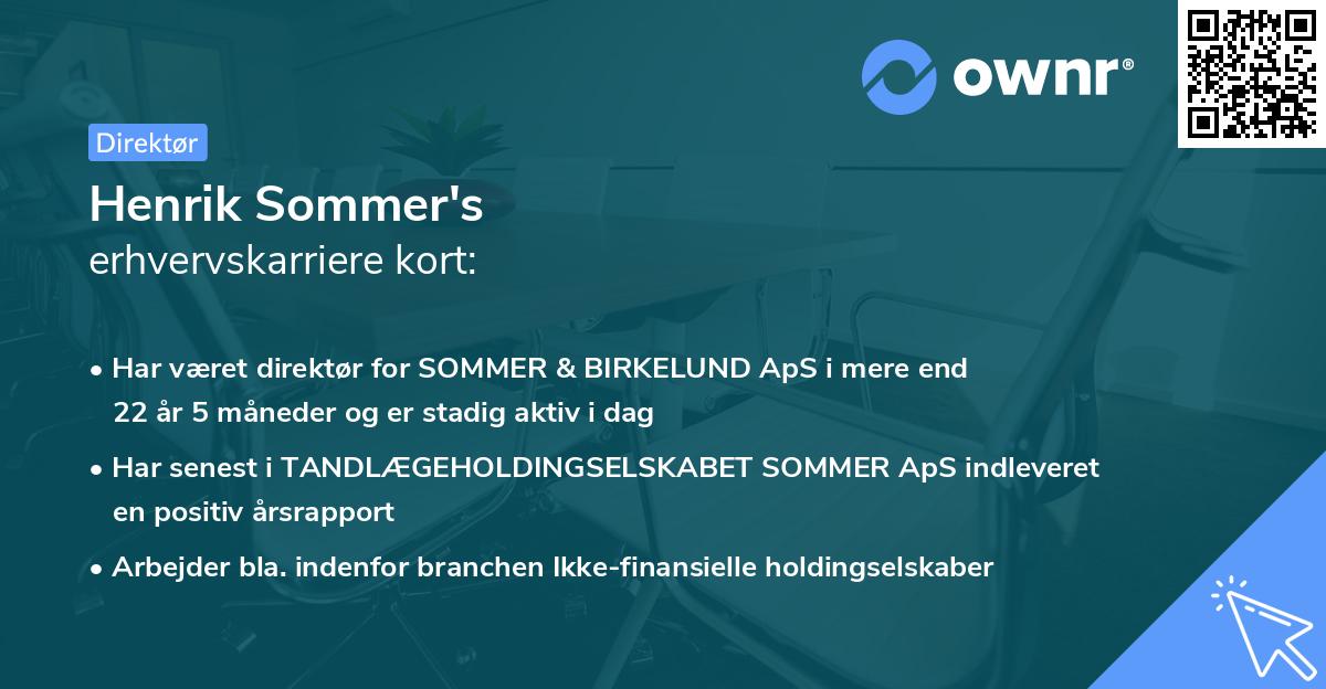 Henrik Sommer's erhvervskarriere kort