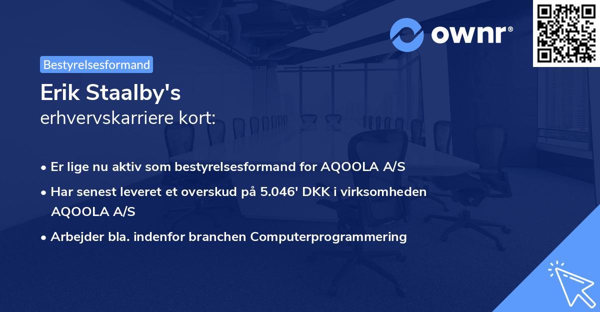 Erik Staalby's erhvervskarriere kort