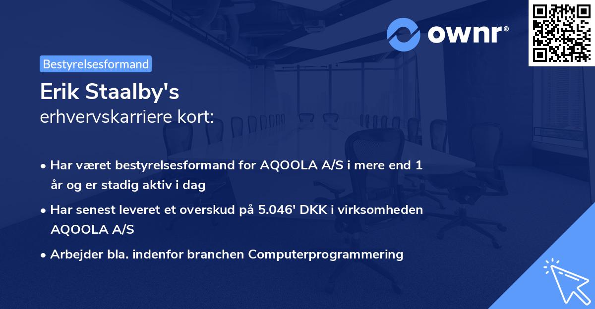 Erik Staalby's erhvervskarriere kort