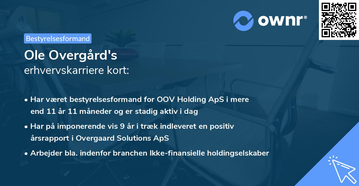 Ole Overgård's erhvervskarriere kort