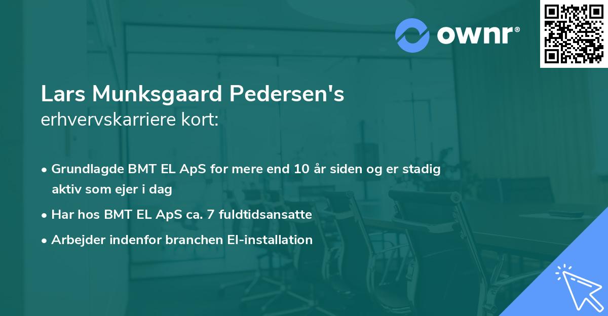 Lars Munksgaard Pedersen's erhvervskarriere kort