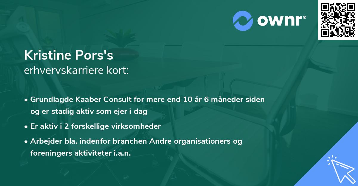 Kristine Pors's erhvervskarriere kort