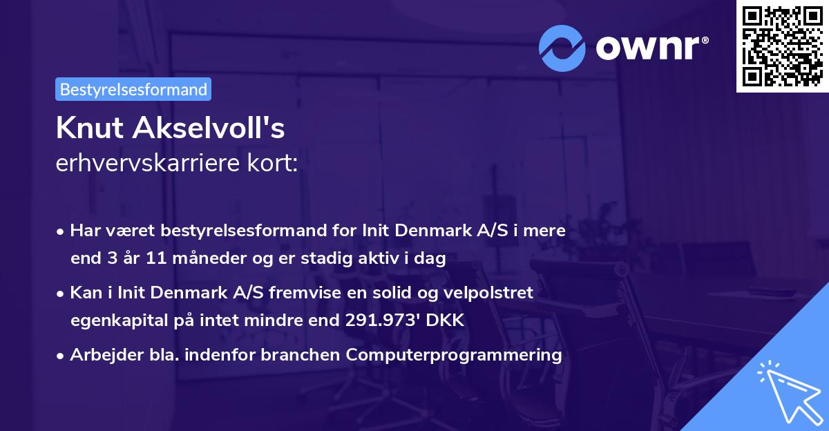 Knut Akselvoll's erhvervskarriere kort