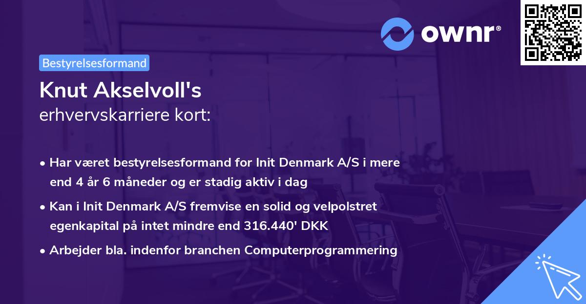 Knut Akselvoll's erhvervskarriere kort