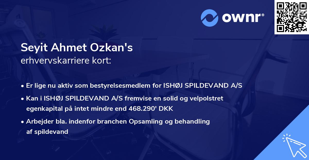 Seyit Ahmet Ozkan's erhvervskarriere kort