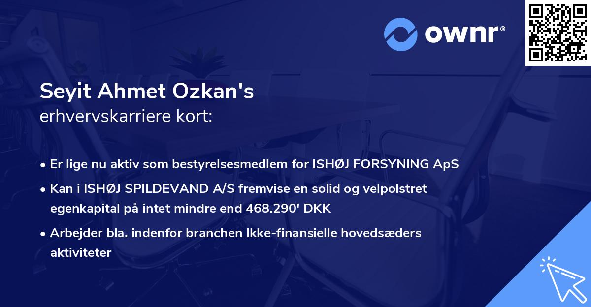 Seyit Ahmet Ozkan's erhvervskarriere kort