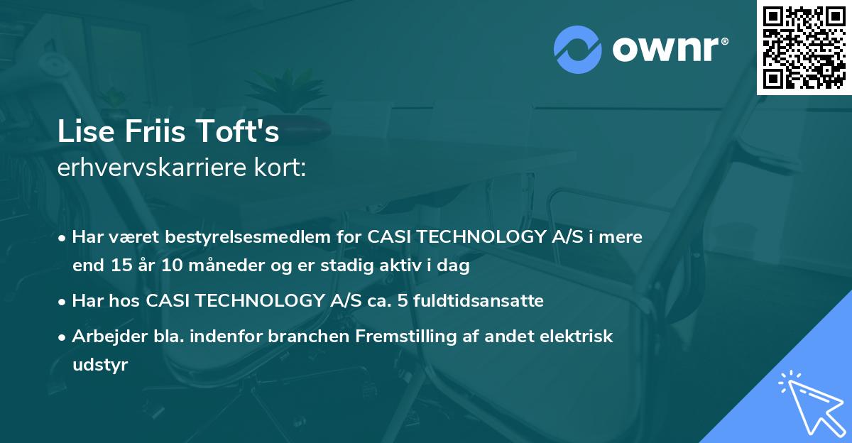 Lise Friis Toft's erhvervskarriere kort