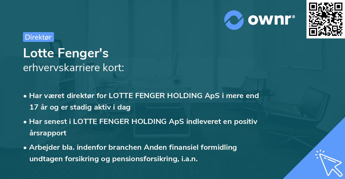 Lotte Fenger's erhvervskarriere kort