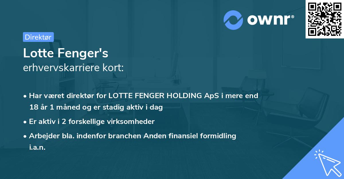 Lotte Fenger's erhvervskarriere kort