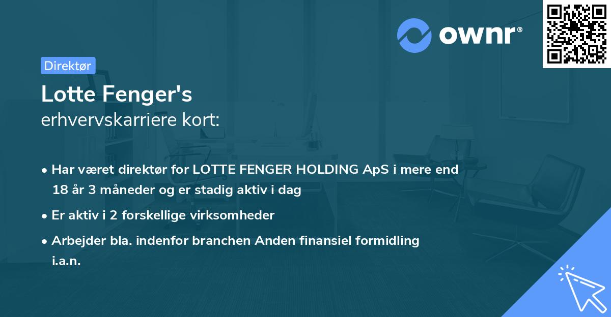 Lotte Fenger's erhvervskarriere kort