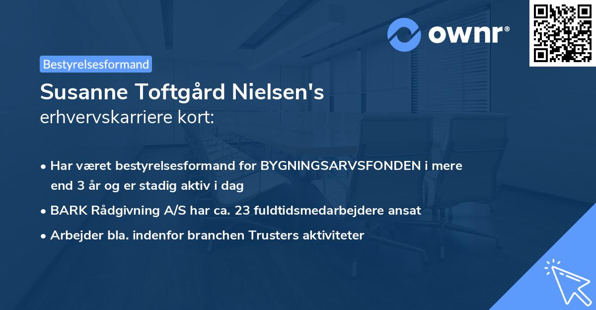 Susanne Toftgård Nielsen's erhvervskarriere kort