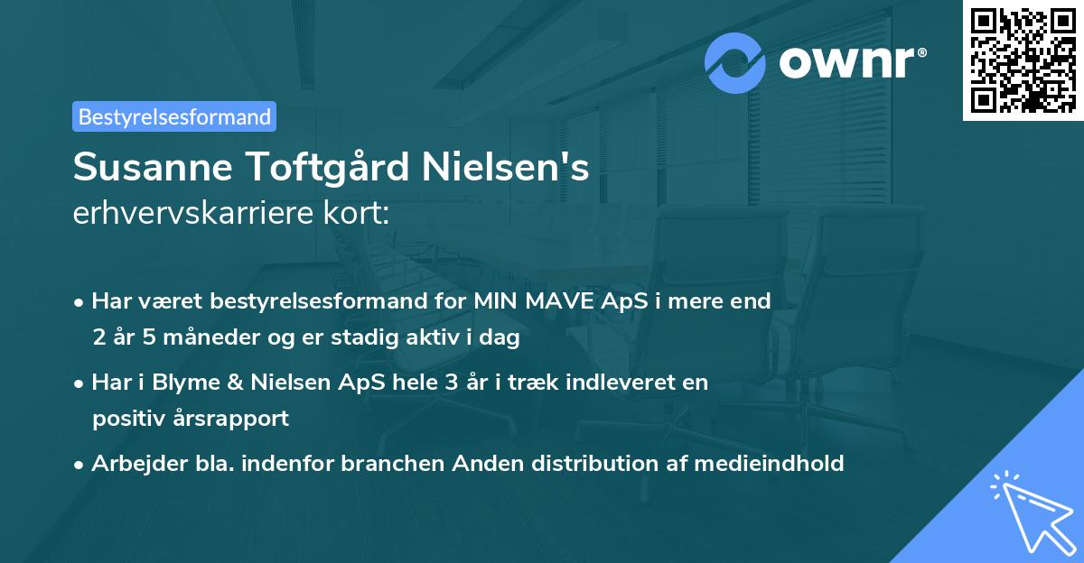 Susanne Toftgård Nielsen's erhvervskarriere kort