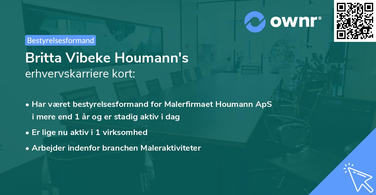 Britta Vibeke Houmann's erhvervskarriere kort