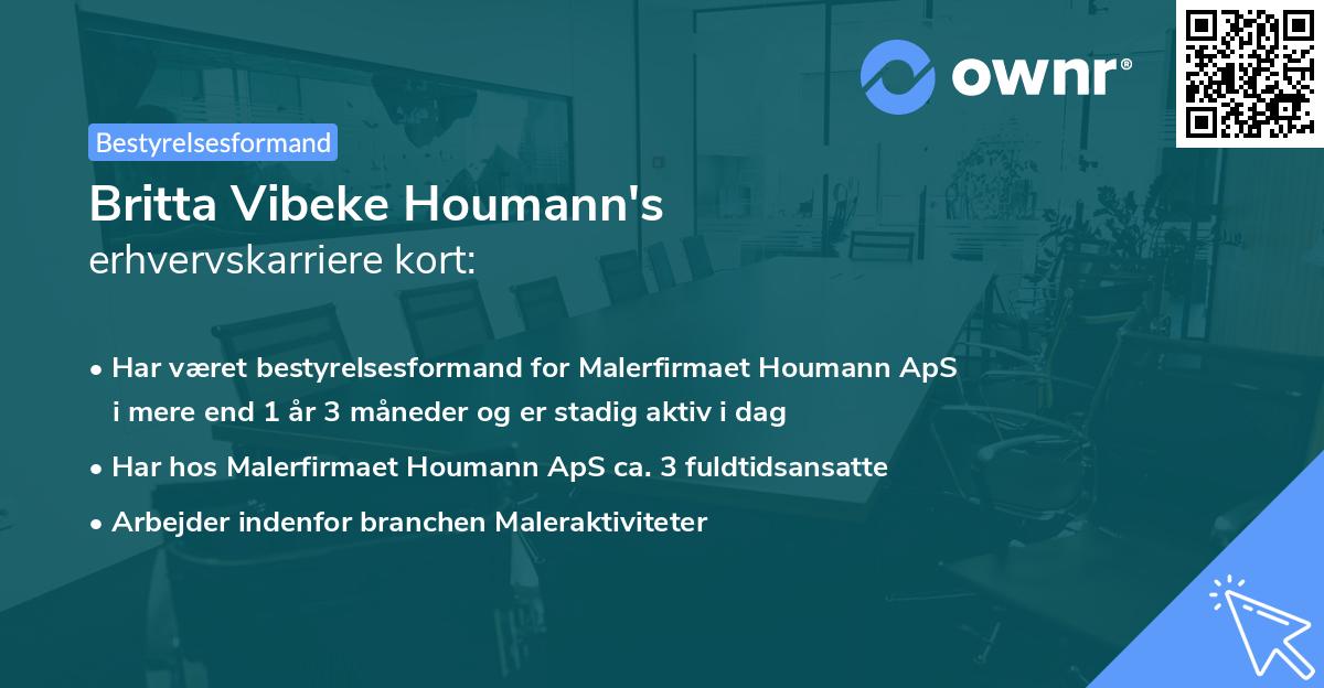 Britta Vibeke Houmann's erhvervskarriere kort