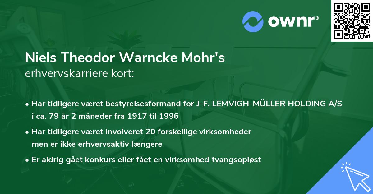 Niels Theodor Warncke Mohr's erhvervskarriere kort