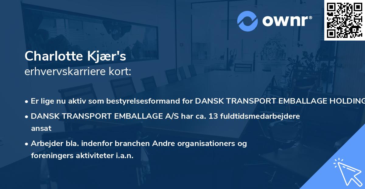 Charlotte Kjær's erhvervskarriere kort