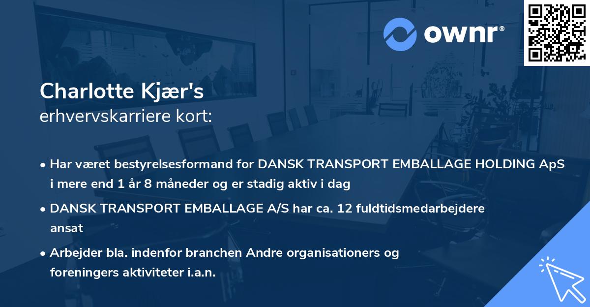 Charlotte Kjær's erhvervskarriere kort