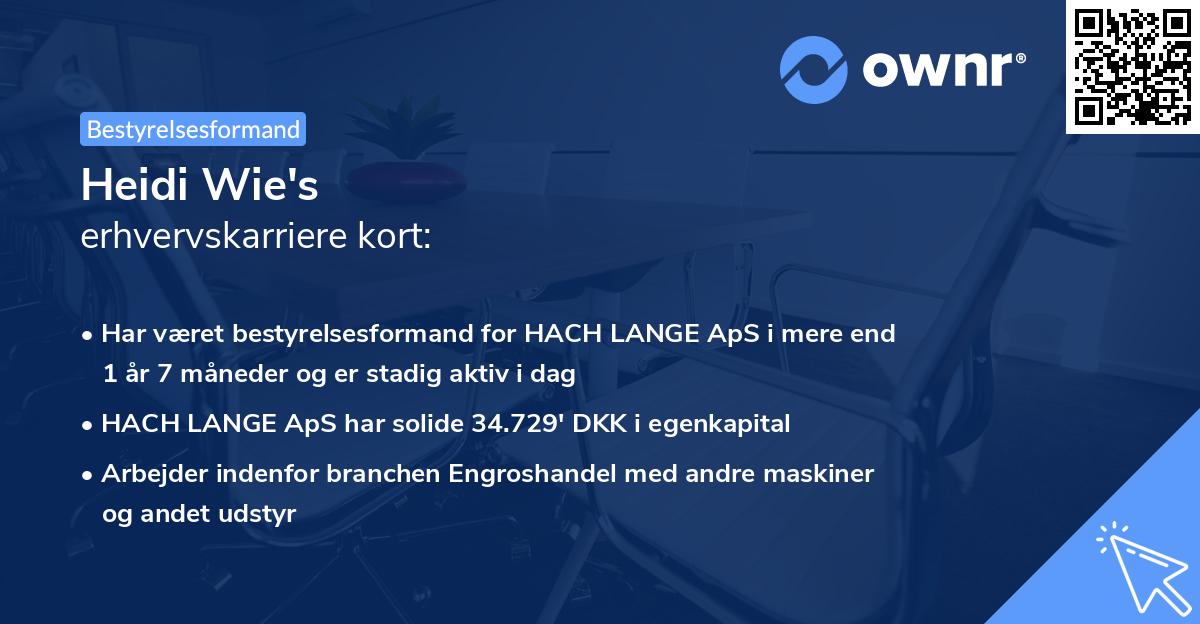Heidi Wie's erhvervskarriere kort